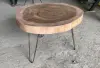  Product image 2 of the product “Low natural wood table round from suar with metal legs 